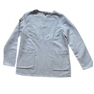 COS Women’s Grey Linen & Cotton Blend Long Sleeve Tunic Top Size 6